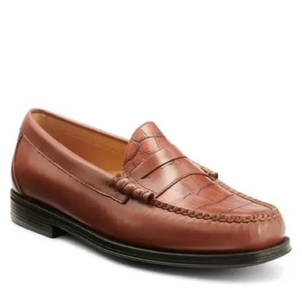 GH bass weejuns leather croc skin brown mens loafers 8.5